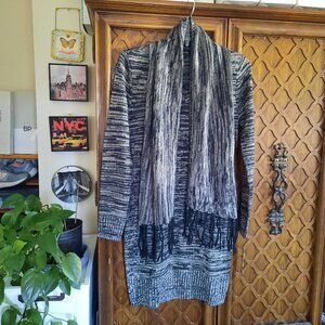 A. BYER Long Sleeve Chunky Knit Sweater Dress w/ Stole NWT! - Gray/Black, Size M